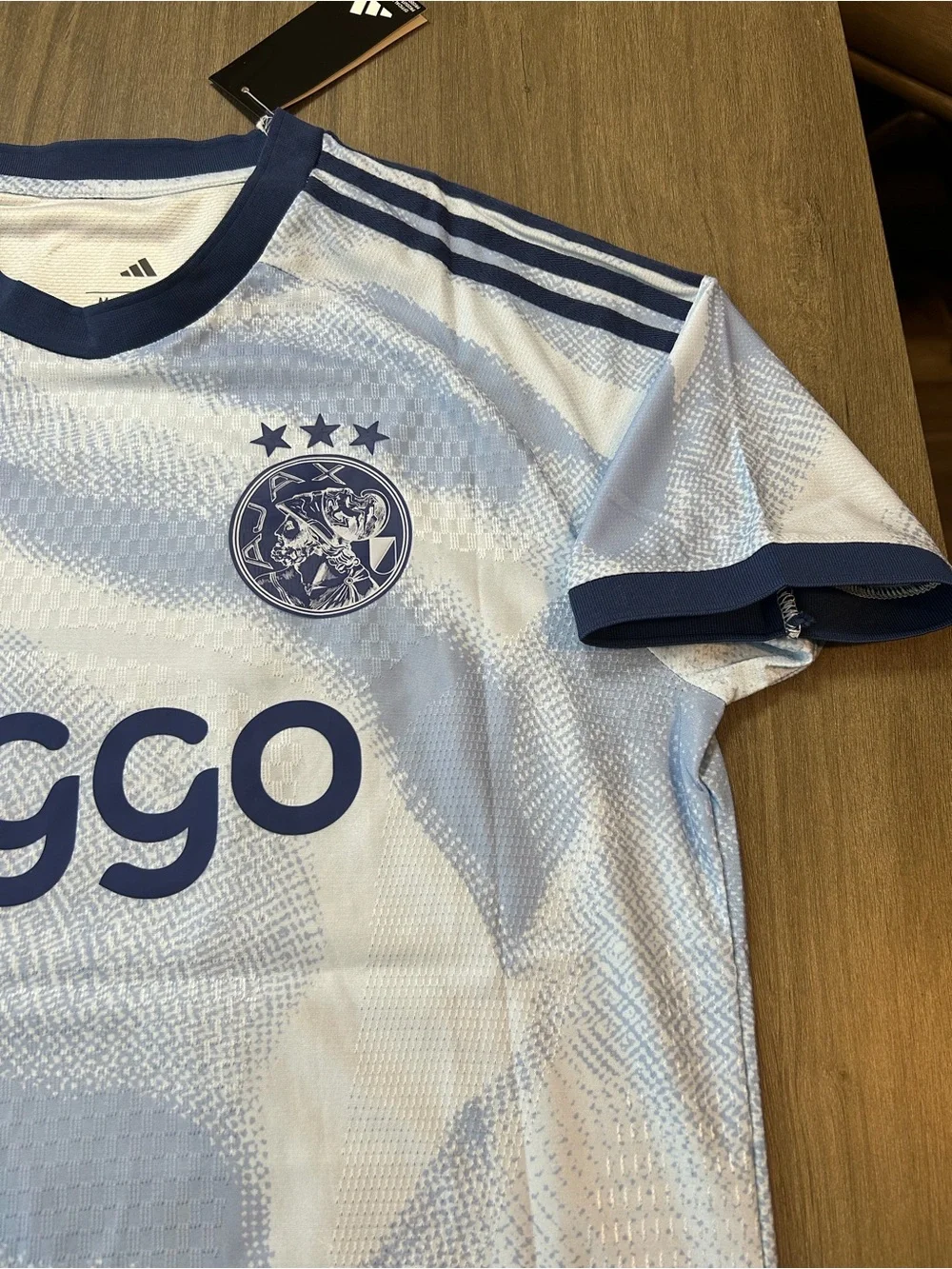 Ajax #11 Godts Away Soccer Jersey - White & Navy